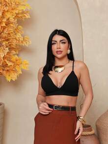 Cropped With Removable Padding - שחור - ראה 5