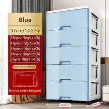 多层抽屉式收纳柜免组装床头五屉储物柜塑料加厚收纳箱可移动 - 彩色 - 查看 25