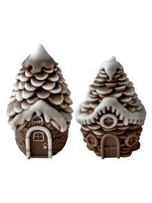 1pc 3D Christmas House Candle Silicone Mold - A Unique Pinecone-Shaped House Design, Suitable For Handicraft Art Lovers, For DIY Art Making And Scented Candle Making. It Has Strong Heat Resistance And The Effect Of Being Reusable.