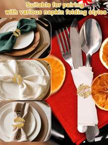 4-20pcs Metal Leaf Napkin Rings, Wheat Napkin Holders For Wedding, Christmas Party, Banquet