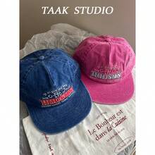 Fuchsia Letter Embroidered Flat Brim Hat, Unisex Hip Hop Street Style Baseball Cap, Spring/Summer - A - View 7