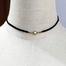 1 chiếc vòng cổ nhung Hàn Quốc nhiều màu khảm đá, vòng cổ đá tự nhiên phong cách Bohemian thanh lịch dễ thương hình học 3D thời trang cổ điển đa năng, thích hợp cho trang phục thường ngày, tiệc tùng, du lịch - vòng cổ - Xem 3