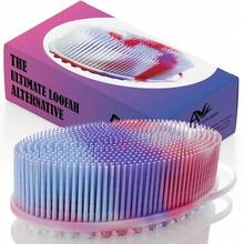 Avilana Silicone Body Scrubber – Gentle Shower Brush & Loofah Alternative – Silver-Infused Options – Fast-Drying, Hygienic,  Silicone Body Exfoliator For Sensitive Skin, Men & Women - S1-marmorerad - Visa 1