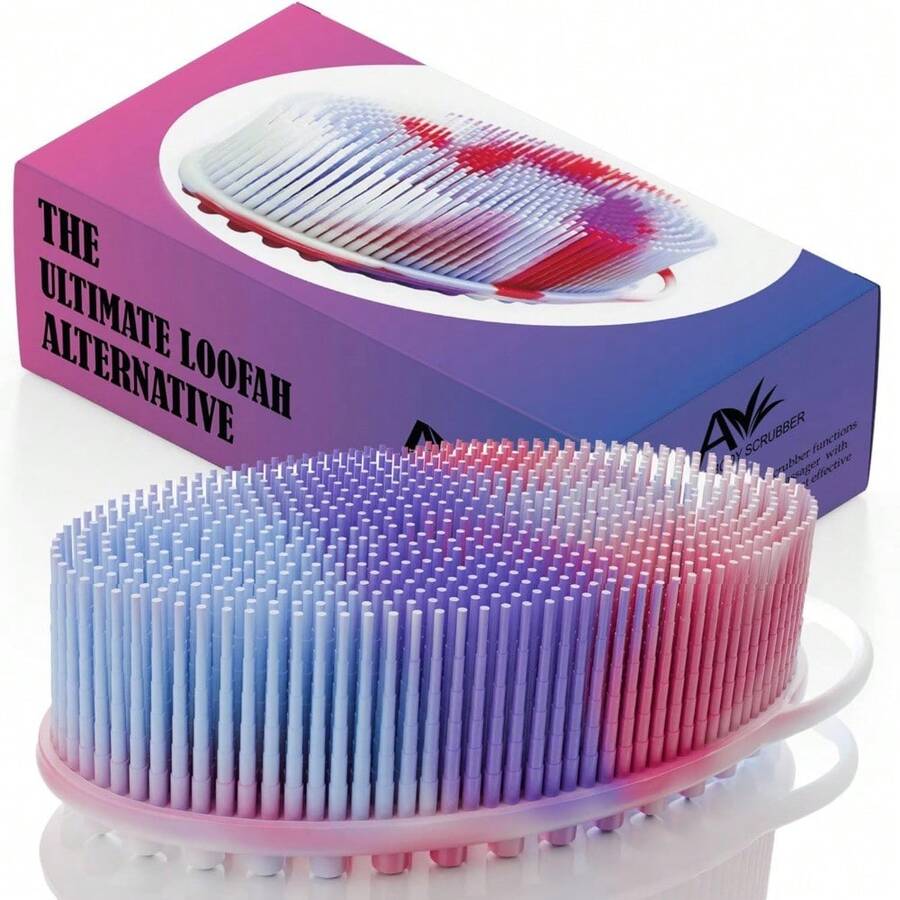 Avilana Silicone Body Scrubber – Gentle Shower Brush & Loofah Alternative – Silver-Infused Options – Fast-Drying, Hygienic,  Silicone Body Exfoliator For Sensitive Skin, Men & Women - S1-marmorerad - Visa 1