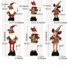 Juego de figuras de peluche - 1 pieza/3 piezas de Papá Noel, Muñeco de Nieve y Reno, con patas ajustables | Decoración festiva adorable para el hogar y fiestas, perfecta para familia, hotel o decoración de escaparate de tienda - Sin necesidad de energía, de vuelta a la escuela Día de San Valentín