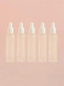 3/5/10/20pcs/Set Square Matte Empty Refillable Glass Dropper Bottles 5ml/8ml/10ml/15ml/20ml For Essential Oil, Serum, Perfume, Travel And DIY Use, White And Silver Cap