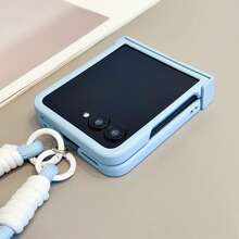 Keychain,Lanyard Luxury Simple Sky Blue Phone Case With Portable Anti-Loss Strap For Razr50 Razr 50 Ultra 50ultra 60ultra Back Cover - Blue - View 5
