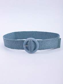 1pc Women's Elastic Woven Wide Bohemian Style Round Buckle Faux Fur Belt Summer, School Fall, Autumn, Halloween - A - View 11