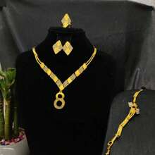 5pcs Middle Eastern Bridal Jewelry Set Necklace Earrings Ring Bracelet Accessory