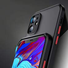 1 pieza Funda dura transparente simple con textura mate a prueba de golpes y diseño de capucha con personaje de dibujos animados y patrón positivo, compatible con Apple 12 Pro Max/13 Pro Max, Galaxy A56, Honor X7b, OnePlus 11 - Negro - Ver 6