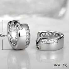 1 pièce de boucles d'oreilles créoles décoratives en argent sterling avec zirconium brillant, bijou d'oreilles élégant et simple, cadeau de mode pour femmes