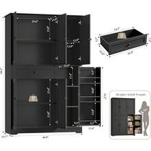 HOSTACK 68" Tall Kitchen Pantry Storage Cabinet, Modern Kitchen Hutch Cabinet With Doors And Shelves, Freestanding Food Pantry With Large Storage Drawer For Dining Room, Living Room, White - Black - View 12