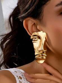 1 对奢华时尚创意夸张亮面设计女士耳钉珠宝