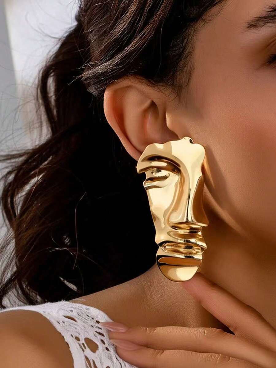 1 对奢华时尚创意夸张亮面设计女士耳钉珠宝