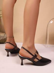 女士优雅高跟鞋，性感商务通勤婚礼派对超纤维皮革搭扣舒适浅口鞋，适合节日、婚礼、派对、办公室和户外，春夏季