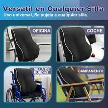 Apoyo Lumbar Soporte Lumbar para Sillacon Espuma con Memoria Diseño Ergonomico Transpirable Aliviar El Dolor de Espalda Adecuado para Auto Viajes y Hogar - Negro2 - Ver 8