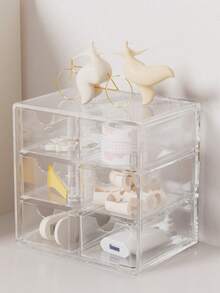 1 pieza Caja expositor de joyería transparente multinivel, organizador a prueba de polvo de gran capacidad para cajón o escritorio - transparente - Ver 6