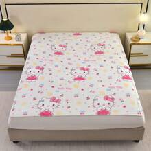 Sanrio Sanrio Hello Kitty Flannel Throw Blanket - Contemporary Style, All Seasons Cozy Knitted Polyester, Digital Print, Multipurpose, Soft Texture, Machine Washable, 200-250gsm