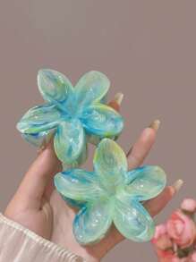 3 buc cleme de păr pentru femei, roz și verde, ombre, mari, 8 cm/3,15 in, cu flori, plastic ușor, la modă, elegante, simple, culoare solidă, potrivite pentru zi cu zi, casual, petrecere, naveta, vacanță, coc, coadă de cal, spălatul feței, machiaj, accesoriu de ținută