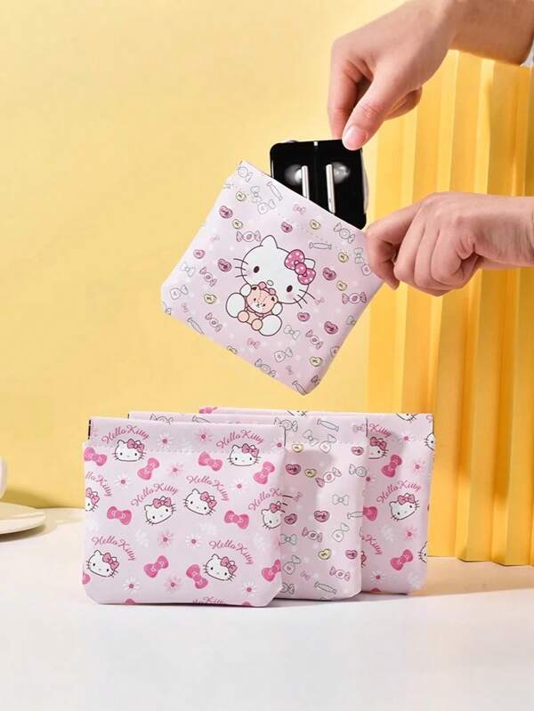 Sanrio Sanrio 1pc-Hello Kitty Small Storage Bag, Data Cable Storage Bag, Can Be Automatically Closed, Bluetooth Headset Lipstick Portable Bag, Power Charger Convenient Bag, Storage Bag, Desk And Office Decorations, Desktop Decorations, Car Interior Decorations, Great Gifts For Friends, Party Favors, Birthday Gifts, Gift Fillers, Genuine Authorization, Halloween Party, Birthday Party, Holiday Essentials,