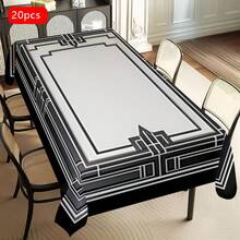 1/20 件现代艺术设计桌布 - 几何图案涤纶矩形桌布，适合室内/室外使用，耐用且易于清洁的厨房和餐厅装饰，现代家居礼物，餐桌装饰， - 彩色 - 查看 27