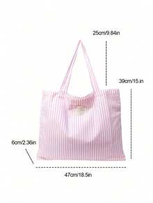 复古条纹帆布手提包，女士大容量条纹帆布手提包 - 时尚单肩包，适合旅行和购物，亮红色和白色条纹，大容量，百搭，可水洗 - 无扣，日常手提包，休闲日常手提包，沙滩包，办公包 - 彩色 - 查看 6