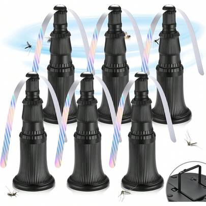 Fly Fans For Tables 6 Pack, Fly Fan Outdoor Indoor Keep Flies Away, Portable Table Top Fly Fan Fly Spinner With Holographic Blades, Fly Deterrent For Picnic, Restaurant, Party, Home, BBQ