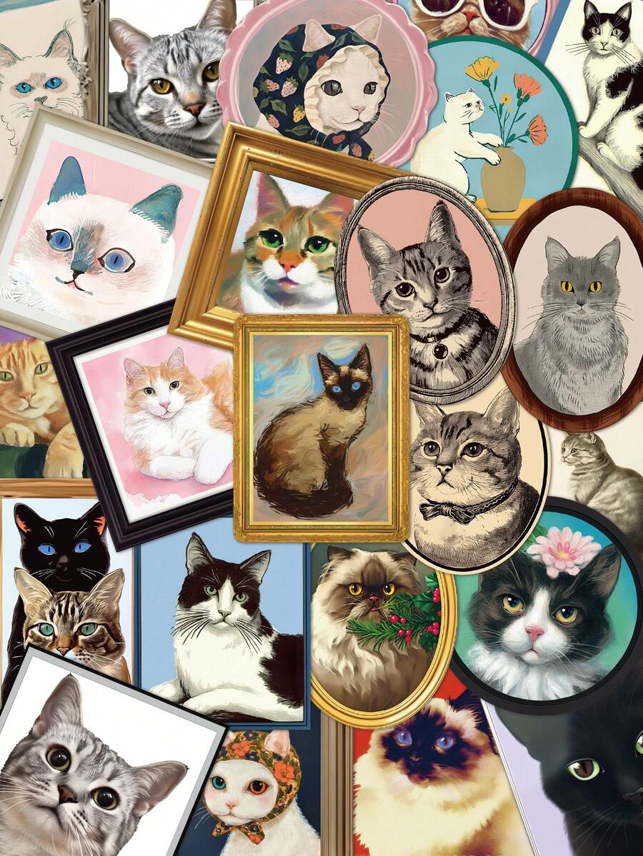 YWWBLD 50 Stücke süße Katzen Aufkleber für Tagebuch, Laptop, Handyhülle, Gepäck, Skateboard, Helm, dekorative Aufkleber