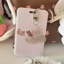 Kpop 照片卡夹钥匙扣卡通动物电脑夹 Kpop ID 徽章夹带钥匙扣学生公交卡吊坠钥匙扣硬壳保护性照片套学校用品，返校