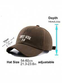 1pc Unisex Black Thickened New York NY Letter Embroidered Baseball Cap, Stylish Casual Sun Hat - Brown - View 2