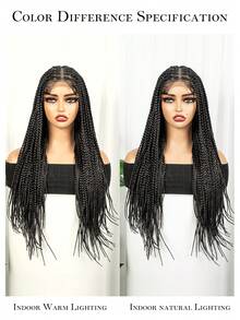 Full Lace Black Braided Wig Afro Women Cornrow Braid Wig Women Lace Frontal Braid Wig Synthetic Square Weave Braids - 黑色 - 查看 8