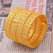 1pc Middle Eastern Style Luxury Bride Open Bangle Bracelet, Elegant Women Jewelry, Southeast Asia Accessories