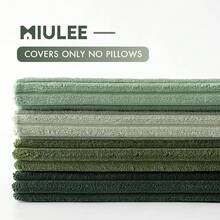Boho Farmhouse Sage Green Throw Pillow Covers 18x18 Inch Set Of 4 Mordern Nordic Cushion Covers Soft Corduroy Home Decor Couch Bed Sofa Living Room Forest Green - 森林綠 - 查看 3