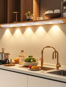 Rechargeable LED Motion Sensor Light, Self-Adhesive, Wireless, Cordless, Suitable For Cabinets, Shoe Racks, Entryways, 3 Color Options, Cat Eye Design, Decorative Lighting, Indoor & Outdoor Use. Essential Home Decor For Kitchen, Bedroom And Closet. - Three-mode Three-color Cat's Eye - View 2