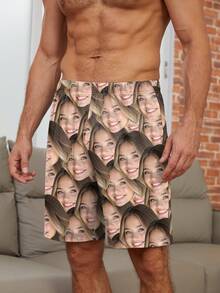 Printstory Customized Men's Short Pajama Shorts, Novel And Unique Photo Print, Holiday Gift, Party - Black - View 3