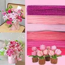 100/600pcs Pink Pipe Cleaners, 6 Different Colors, Holiday Craft Pipe Cleaners, Chenille Stems For DIY Art & Craft Projects - Pink - View 2
