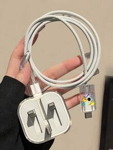 5pcs/Set Astronaut & Planet Graphic Protector Covers Compatible With Apple 20W UK Plug Charger & Data Cable Nan Cable Protector Charger Accessories Phone Accessories - Multicolor - View 8