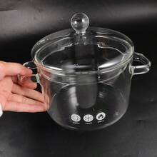 Glass Pots For Cooking: 1500ml Glass Saucepan With Cover Clear Glass Cooking Pot With Lid Cooking Stew Pot For Noodle Milk Soup For Microwave And Stovetop - Clear - View 6