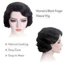 Peluca sintética de los años 20 para mujer, pelo Natural ondulado corto para, Cosplay Retro completo para Halloween,, disfraz diario, peluca Flapper DU7G - Peluca-4 - Ver 9