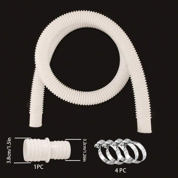 Mangueira de Drenagem Espessa e Flexível Versátil, Adequada para Banheira de Hidromassagem Inflável, Tubulações de Piscina, Drenagem Externa. Mangueira de Substituição para Bomba de Piscina - 59 Polegadas de Comprimento, Encaixa em Tubulações de Água de Jardim Intex de 1,25 Polegadas de Diâmetro com 4 Braçadeiras e 1 Adaptador, Fácil Instalação