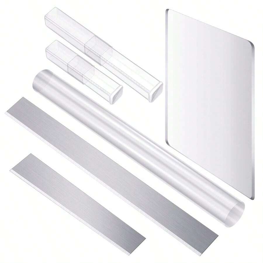 亚克力粘土擀面杖、透明背板、粘土擀面杖、柔性切割刀片、用于DIY粘土首饰的聚合物粘土工具 - 無色 - 查看 1