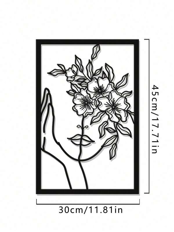 1 pieza Decoración de pared de metal vintage con diseño floral - Flor y mano de hierro con recubrimiento en polvo, elegante decoración del hogar para el baño, regalo del Día de la Madre, decoración festiva (Halloween, Navidad, Pascua, Acción de Gracias) para el dormitorio y la sala de estar, fácil de colgar, decoración de pared para sala de estar/oficina, regalo de inauguración de la casa, decoración de pared para comedor/sala de estudio, decoración de interior/exterior, regalo festivo