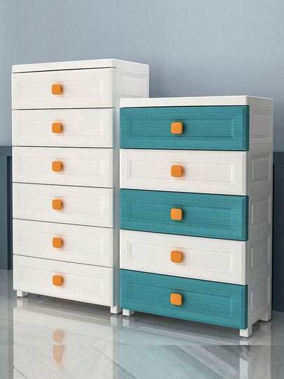 Gabinete de almacenamiento grueso para niños con cajones, organizador de plástico para juguetes y ropa