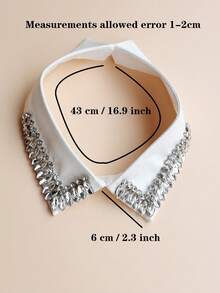 1 件复古水钻可拆卸衣领，奢华手工装饰珍珠闪亮衣领，适合季节性穿着 - 多色 - 查看 3