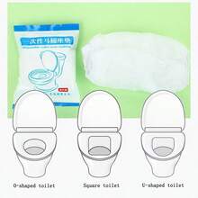 50pcs Thickened Disposable Toilet Seat Cover, Household Waterproof Non-Woven Fabric, Dirt-Proof Sitting And Toilet Nested, Special For Four Seasons Travel Hotels - White - View 5