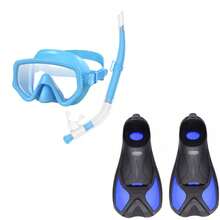 三件套浮潜面罩，防水潜水镜成人游泳镜水肺潜水，浮潜自由潜水高级蛙鞋可调节脚蹼成人长脚蹼游泳蛙鞋，潜水脚蹼，游泳自由泳蛙泳专项训练成人短鸭鞋硅胶潜水浮潜装备，为您带来愉悦的游泳体验，沙滩必需品，沙滩配件，泳池浮板