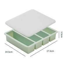 4 Cube Storage Box Food Sauce With Lid Silicone Freezer Tray Large Soup Tray Food Freezing - 綠色帶蓋 - 查看 9