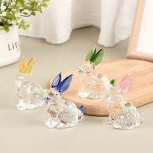 1PC Crystal Glass Rabbit Statue Mascot Animal Handmade Figurines Ornaments For Garden Home Living Room Office Table - Màu vàng - Xem 5