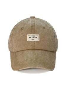 1pc "Label" Printed Baseball Cap - Retro Washed Style, Adjustable Unisex Hat, Ideal Sun Protection For Outdoor Activities, Fashionable For Both Men And Women, Holiday Gift - Khaki - View 5