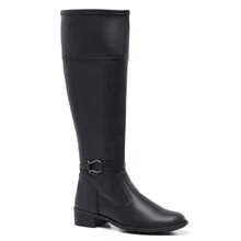 Women's Riding Boots Colors With Buckle Comfortable Casual High Shaft With Side Zipper - 黑與白 - 查看 3